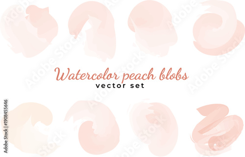Pastel peach watercolor blob background with soft brush stroke texture. Peach pink pastel paint blotch vector.