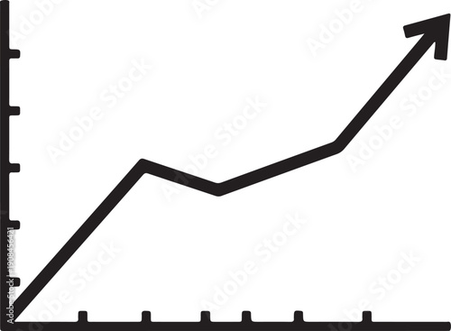 A line graph with an upward trend isolated on transparent background