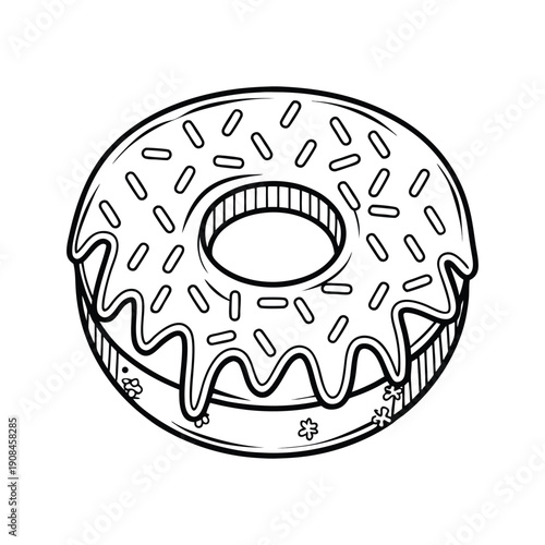 Glazed donut with sprinkles and frosting isolated on transparent background