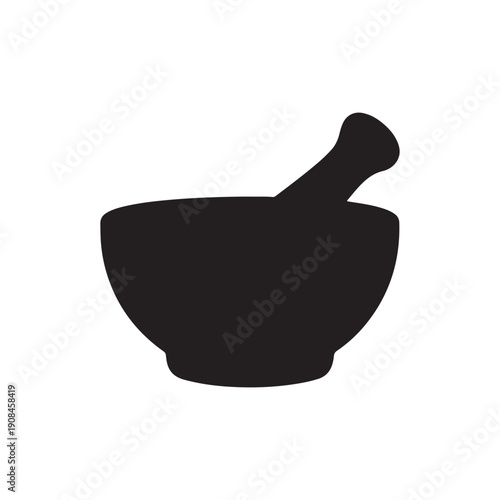 Black Mortar and pestle silhouette vector illustration