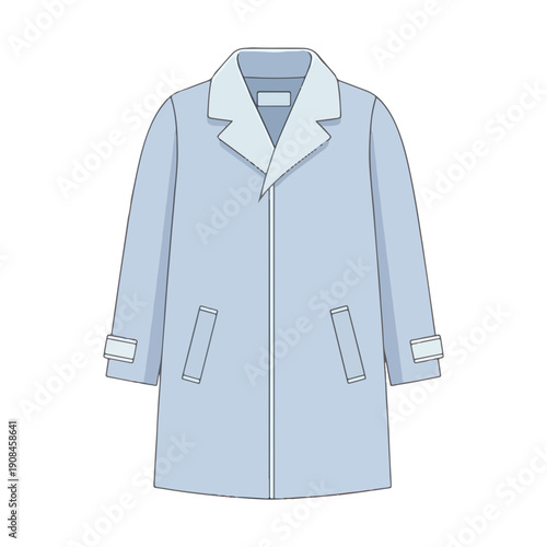 Light Blue Winter Overcoat Classic Vector Illustration
