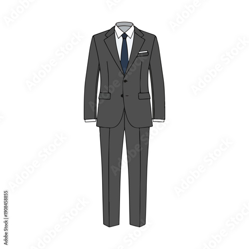 Mens Formal Business Suit Vector Illustration Professional Attire