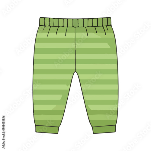Green Striped Baby Pants Vector Illustration for Kids Clothing
