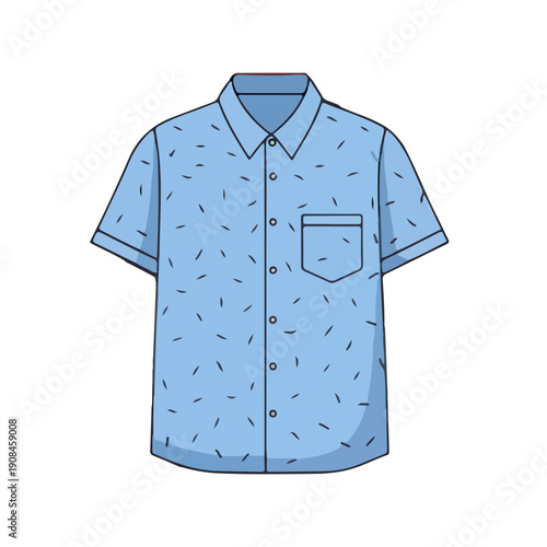 Light Blue Short Sleeve Patterned Shirt Casual Apparel Illustration