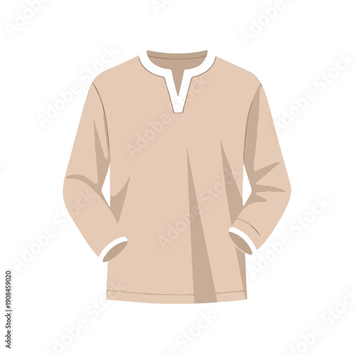 Beige long sleeve collar shirt casual wear vector illustration
