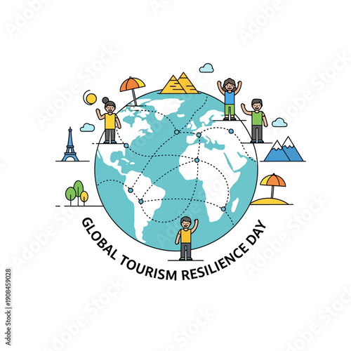 Celebrating Global Tourism Resilience Day A Vibrant Illustration of Worldwide Travel, Diverse Cultures, and Sustainable Journeys for a Connected Planet