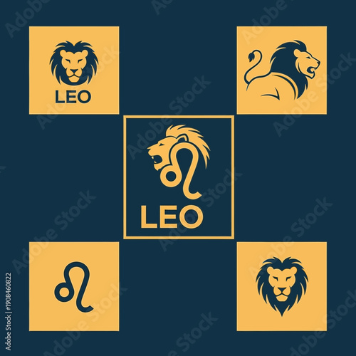 Leo Zodiac Sign Symbols and Icons.