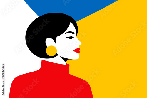 Bright minimalist portrait showcasing bold color blocks and generous open space