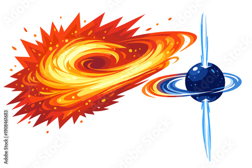 A plasma storm close to a magnetar reveals unexpectedly smooth swirls amid the chaotic stellar radiation