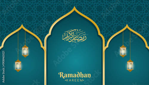 Ramadan greeting card background with Islamic ornaments