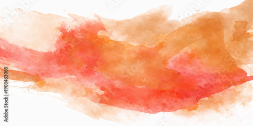 Hand painted abstract watercolor background featuring red and pink brush strokes resembling fresh marbled meat or sweet fruit pattern on white isolated paper