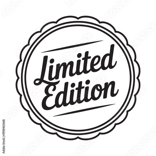 Black and white illustration of a limited edition seal or emblem