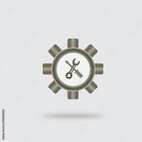 modern vector illustration of gear with wrench and screwdriver icon. concept of system settings, maintenance, configuration, technical support, repair service, optimization