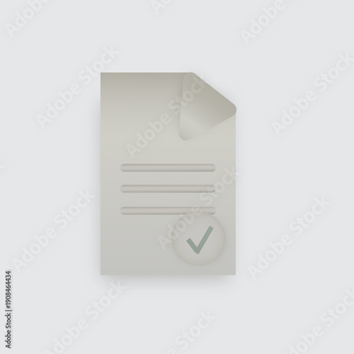 minimal document vector illustration with check mark icon. concept of approved file, verified document, checklist, confirmation, agreement, completed task and validation for business, office 