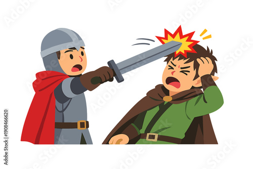 An actor unintentionally strikes another actor with a prop sword