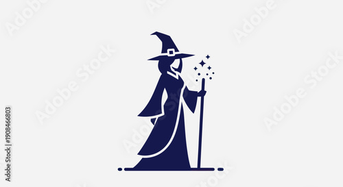 Silhouette of a wizard with a magic wand