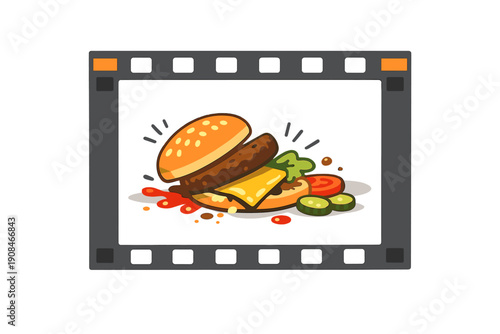 A burger unexpectedly fell to the ground, captured forever in a 35mm photograph