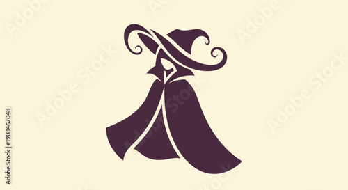 Silhouette witch in cloak and hat design