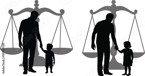 Child Justice Protection – adult and child silhouette for child rights education