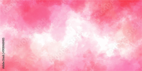 Vibrant hot pink and rose watercolor abstract background with soft cloud textures and white center space