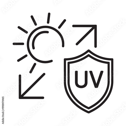 Sun and shield icon representing ultraviolet protection and sun safety
