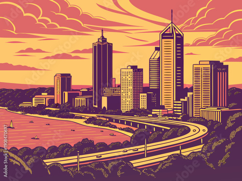 urban landscape with city skyline