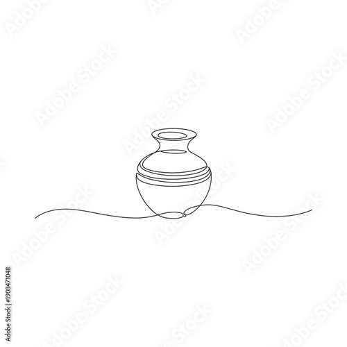 Minimalist line art depiction of a simple ceramic vase on a white background