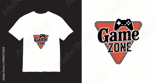 Game zone triangle logo with video game controller and text