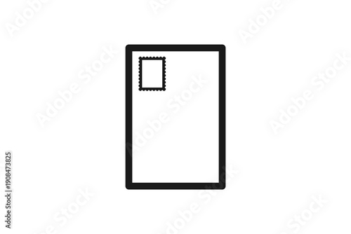 切手枠付きはがきの線画郵便アイコン