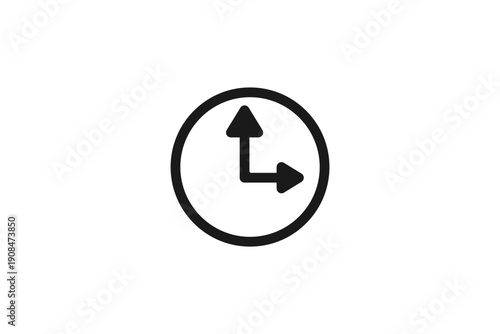 時間と時刻を示す時計の線画アイコン