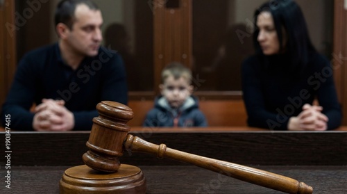 Judge gavel deciding child custody during divorce lawsuit