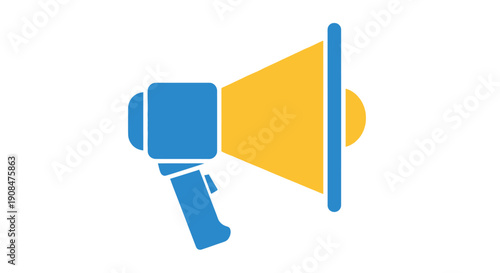 A colorful illustration depicting a vintage style megaphone