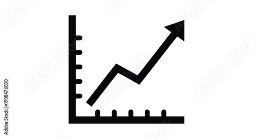 Simple black and white graph depicting upward trend and positive growth