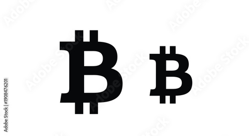 Black and white illustration of three bitcoin symbols displayed prominently