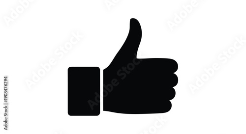 Simple black silhouette of a hand displaying a thumbs up gesture