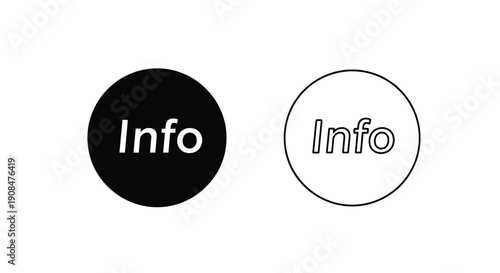Two circles displaying the word info one black and one white