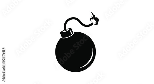 A stylized black silhouette of a lit bomb with a visible flame