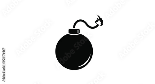A stark black silhouette depicts a lit dynamite bomb on white