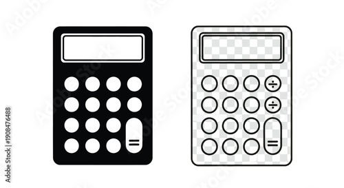 Two black and white calculator icons side by side in a simple design