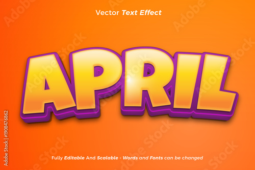 April text with editable cartoon style text effects