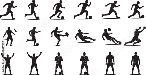 Soccer Player Action Silhouettes Set