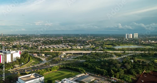 Wallpaper Mural Day to night timelapse of a busy highway intersection in Jakarta outskirt Torontodigital.ca