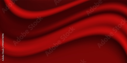 Luxury red satin smooth fabric background. Abstract background luxury red cloth or liquid wave or wavy folds of silk satin background. Red silky fabric. Decoration element for design.