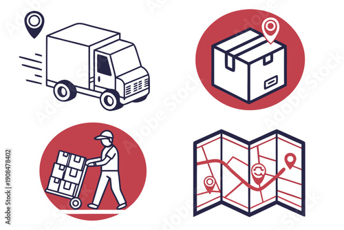 Delivery and Logistics Service Icons Set.