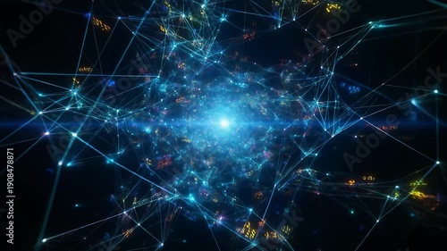 Wallpaper Mural 3D data nodes expanding outward animation Torontodigital.ca