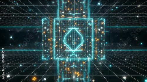 Wallpaper Mural Energy grid aerial view with glowing nodes Torontodigital.ca