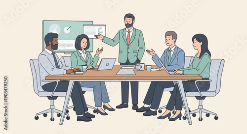 Diverse business team having a productive meeting in modern office.