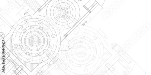 Engineering ideas and innovations. Technical drawing. Technological background . Vector illustration .