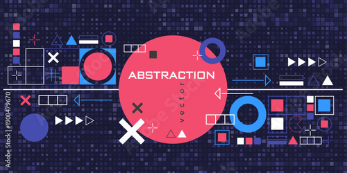 Technology background. Geometric abstract figures. Linear geometric drawing. Vector illustration .