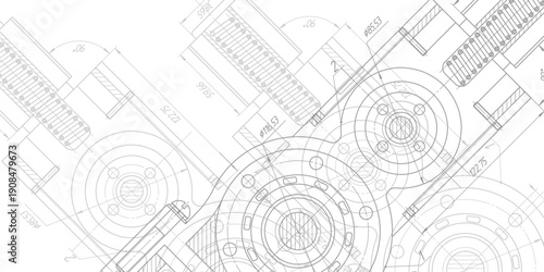 Engineering plan scheme . Parts for industrial construction. Technical drawing .Vector illustration .